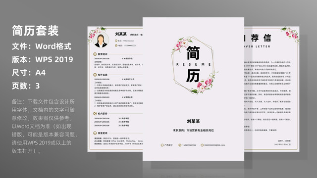 小清新市場營銷專業(yè)求職簡歷套裝