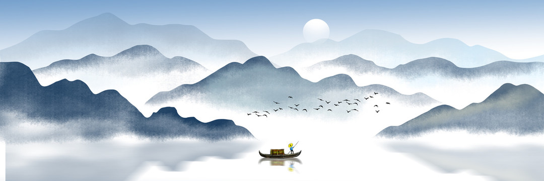 藍色山水畫