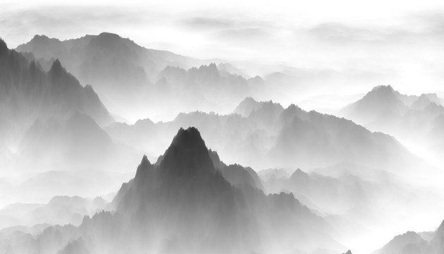 水墨山