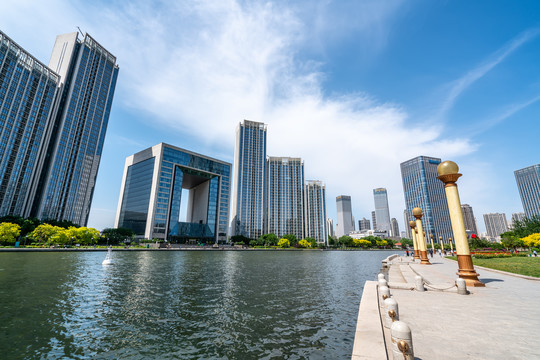 天津城市建筑街道街景