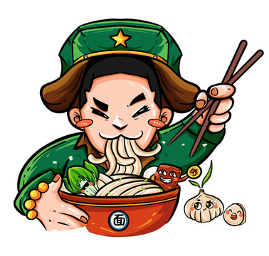 手繪吃面卡通