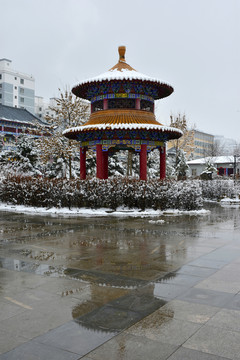 公园雪景