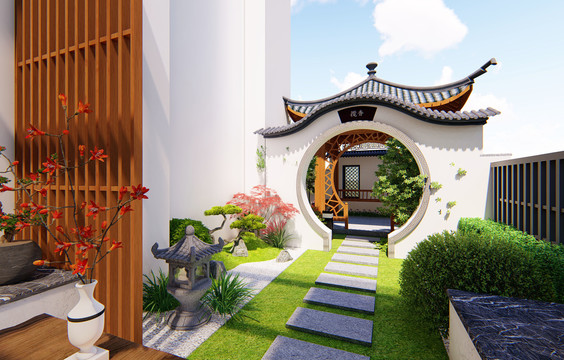 新中式庭院景观图