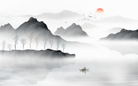 意境水墨山水畫