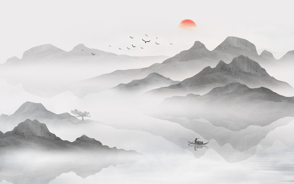 意境水墨山水畫
