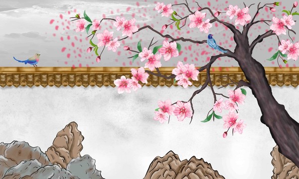 古風桃花插畫
