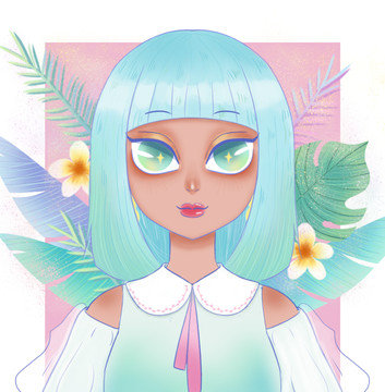 甜美少女插畫