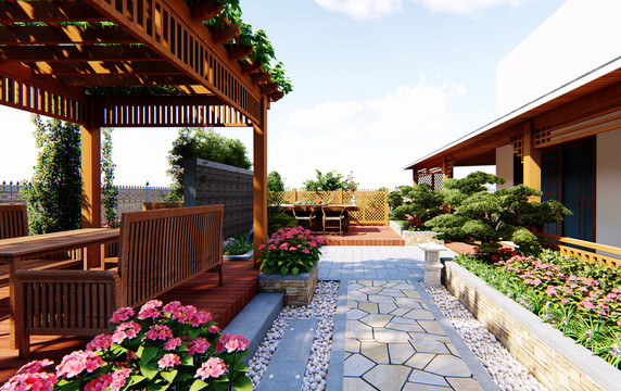 中式建筑小区庭院园林设计