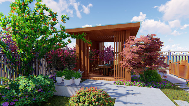 新中式别墅院落园林设计