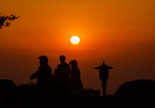 泰山日落晚霞