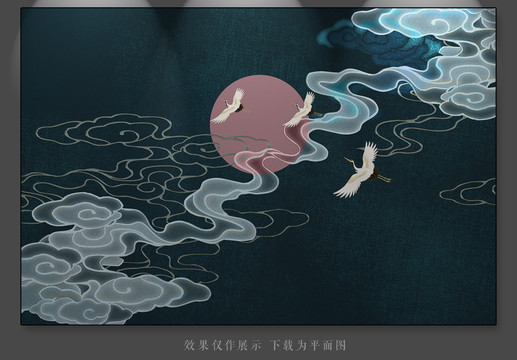客廳沙發(fā)古風墻紙