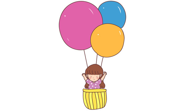 卡通小女孩慶祝節(jié)日元素