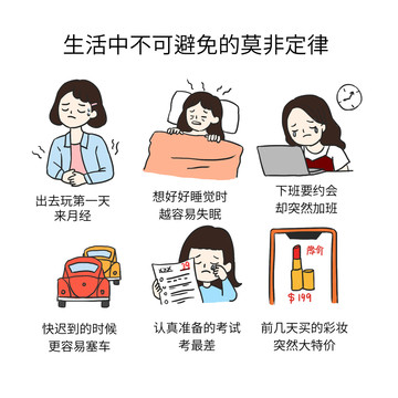 生活中不可避免的莫非定律手繪卡
