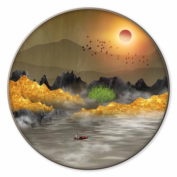 中式石紋抽象水墨山水風(fēng)景裝飾畫(huà)