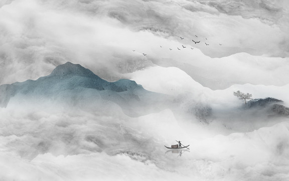 山水紋大理石背景墻