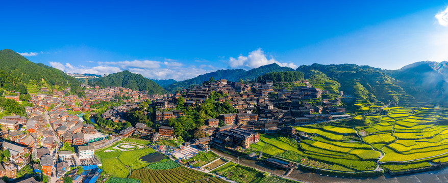 贵州西江千户苗寨梯田风光