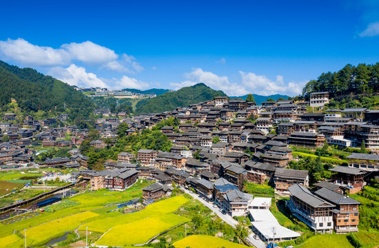 贵州西江千户苗寨梯田风光