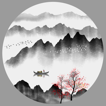 禪意水墨山水畫