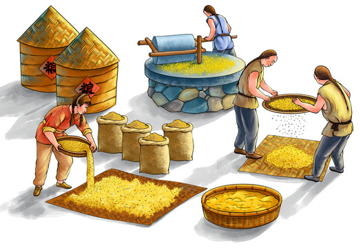秋收糧食收貨的場景