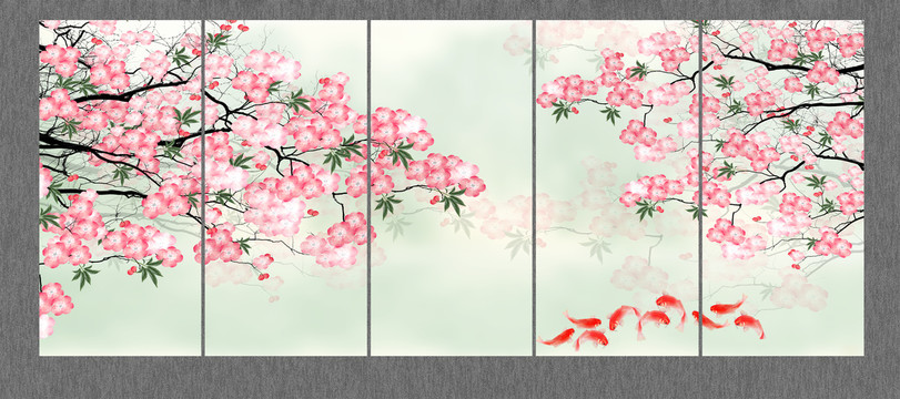 原創(chuàng)花鳥九魚圖