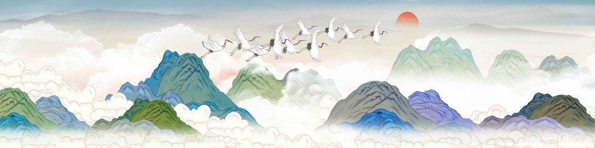 長條中式國潮山水
