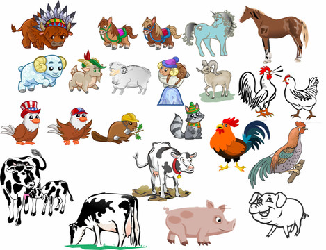 卡通動物矢量圖