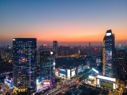 航拍广州建筑景观天际线夜景