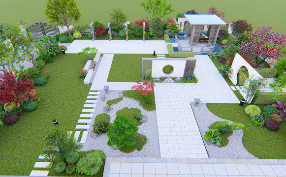 现代新中式小区绿色花园