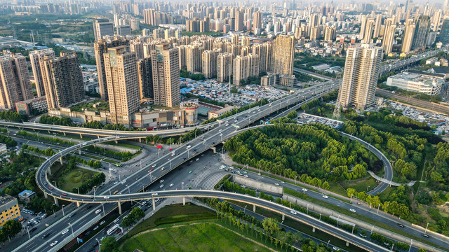 合肥西二环长江西路桥航拍全景