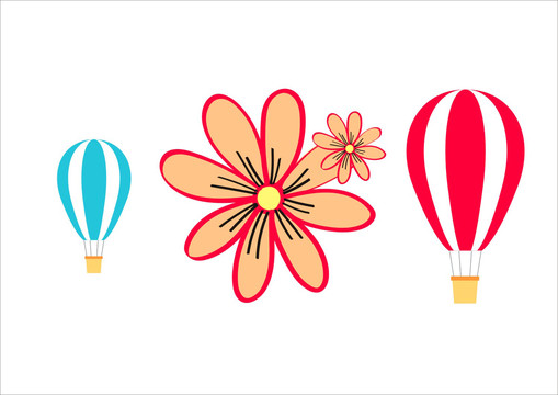 菊花和气球插画