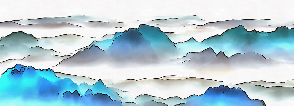 水墨山