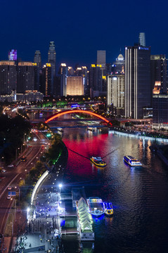 天津海河城市夜景风光