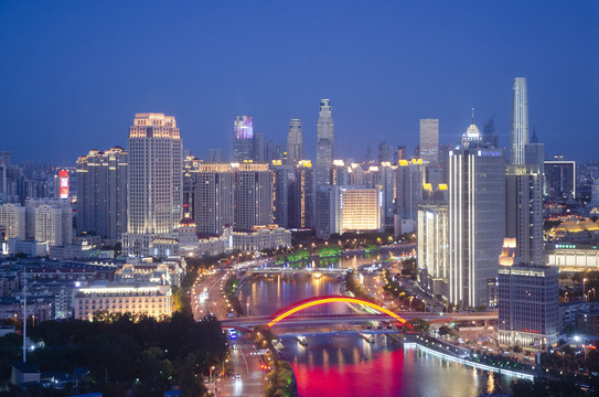 天津海河都市夜景