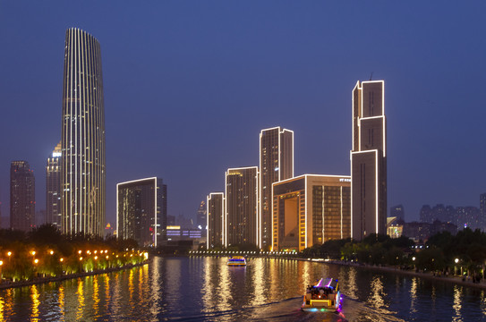 天津海河城市夜景风光