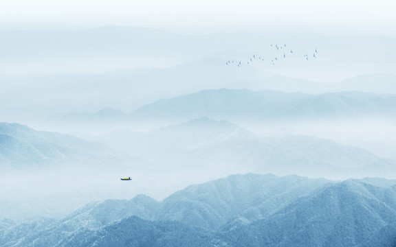 山水畫背景墻