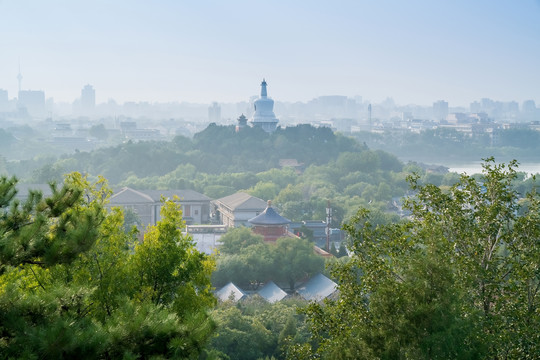 俯瞰北京北海公园和古建筑群全貌