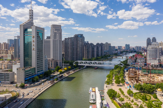 天津海河城市美景航拍