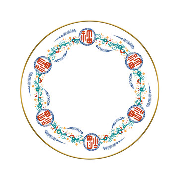 陶瓷花纸福字图案