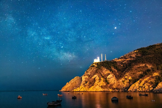 大连东港灯塔银河星空