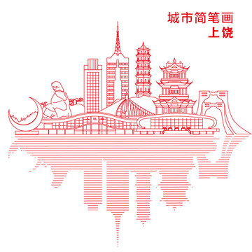 上饒城市簡筆畫