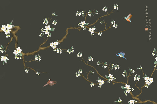 花鳥背景墻