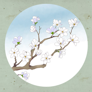 玉蘭扇面