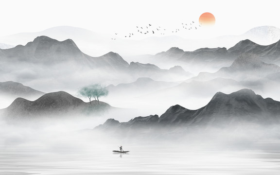 意境水墨山水畫