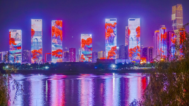 湘江沿岸城市夜景