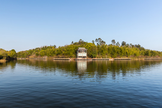 城市湖景