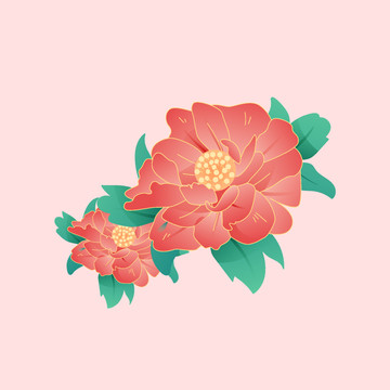 戶外植物國風牡丹花卉風景素材