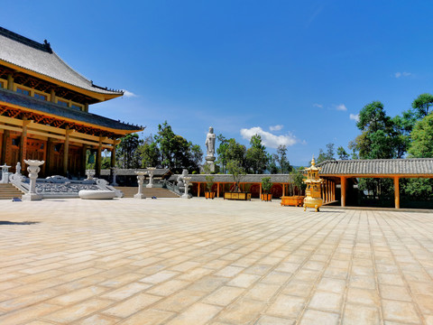 中式建筑禅院佛像佛塔寺