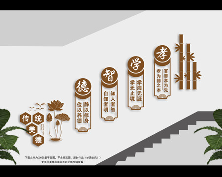 傳統(tǒng)美德樓梯文化墻