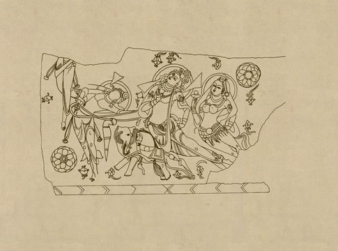 莫高窟敦煌壁畫線描人物稿