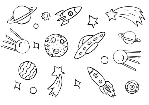 手繪太空元素插畫